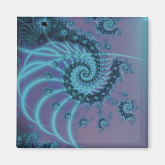 Spiral Staircase | Blauwe en roze fractale kunst Magneet
