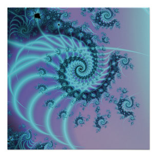 Spiral Staircase Blauwe en roze fractale kunst Perfect Poster