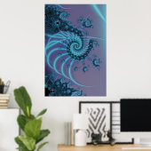 Spiral Staircase | Blauwe en roze fractale kunst Poster (Thuiskantoor)