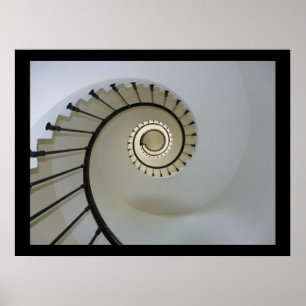 Spiral Stairway to Heaven Black and White Poster