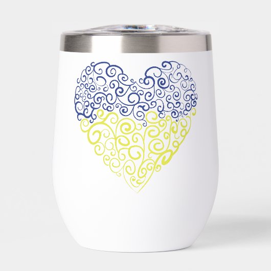 Spiral tourbillons mehandi coeur drapeau ukrainien (Avant)