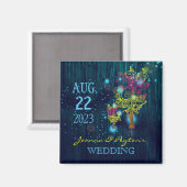 Spiral Trees Midnight Blue Wedding Save the Date Magneet (Voorkant / Achterkant)
