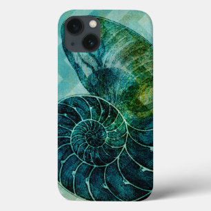 Spiral Turquoise Conch Shell iPhone 13 Hoesje