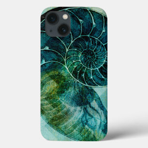 Spiral Turquoise Conch Shell iPhone 13 Hoesje