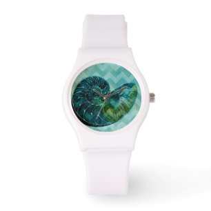 Spiral Turquoise Conch Shell Horloge