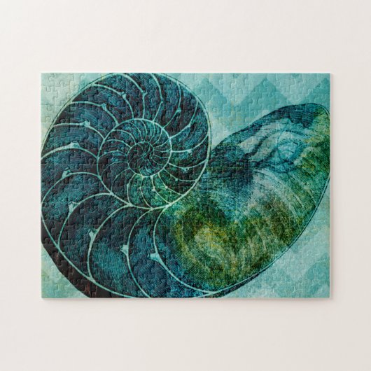 Spiral Turquoise Conch Shell Legpuzzel (Horizontaal)