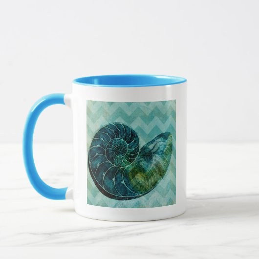 Spiral Turquoise Conch Shell Mok (Links)