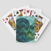 Spiral Turquoise Conch Shell Pokerkaarten (Achterkant)