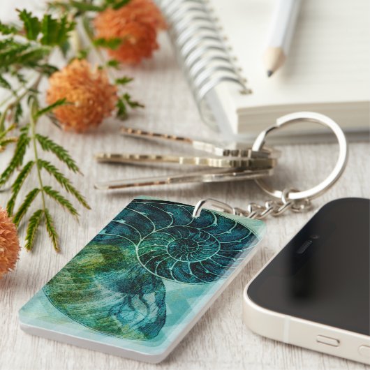 Spiral Turquoise Conch Shell Sleutelhanger (Voorkant Rechts)