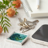 Spiral Turquoise Conch Shell Sleutelhanger (Zijkant)