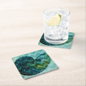 Spiral Turquoise Conch Shell Vierkante Kartonnen Onderzetter (Insitu)