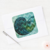 Spiral Turquoise Conch Shell Vierkante Sticker (Envelop)