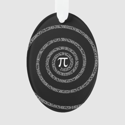 Spiral voor pi-cijfers op zwart ornament (voorkant)