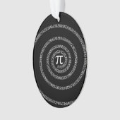 Spiral voor pi-cijfers op zwart ornament (voorkant)