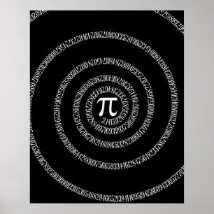 Spiral voor Pi op Solid Black Poster