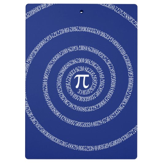 Spiral voor Pi Typografie op Blue Klembord (Achterkant)