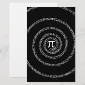 Spiral voor Pi Typografie op zwart Briefpapier (Voorkant / Achterkant)