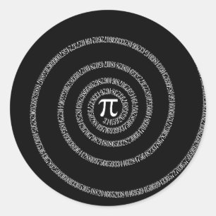 Spiral voor Pi Typografie op zwart Ronde Sticker
