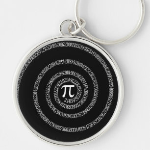 Spiral voor Pi Typografie op zwart Sleutelhanger