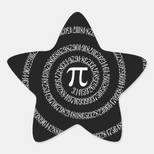 Spiral voor Pi Typografie op zwart Ster Sticker