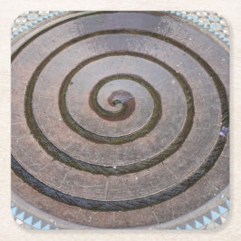 Spiral Water Fountain - Koln, Duitsland - Onderzet Vierkante Kartonnen Onderzetter