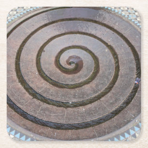 Spiral Water Fountain - Koln, Duitsland - Onderzet Vierkante Kartonnen Onderzetter