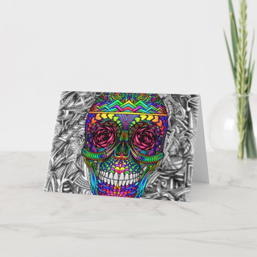 Spiral Zen Candy Skull Abstract Art Dead Head Kaart (Voorkant)