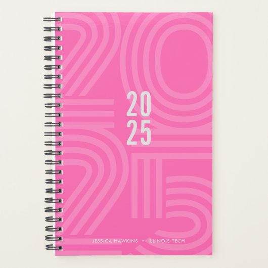 Spirale bloquée de rose chaud chaque semaine (Devant)