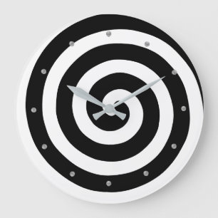 Spirale concentrique sur une horloge ronde en noir