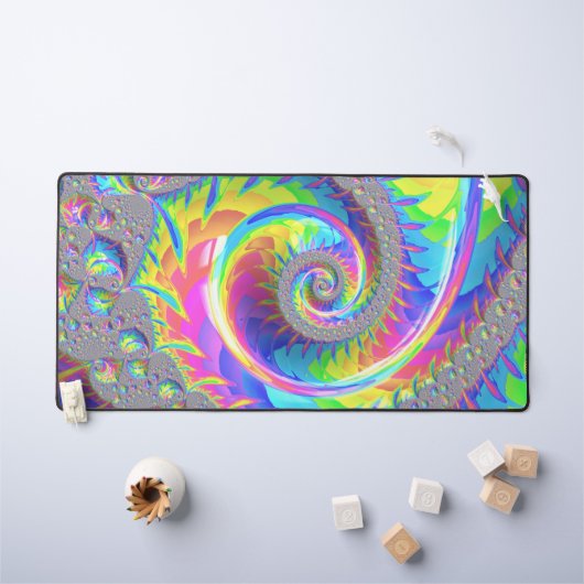 Spirale de fractale de néon arc-en-ciel Art numéri (Tableau pour enfants)