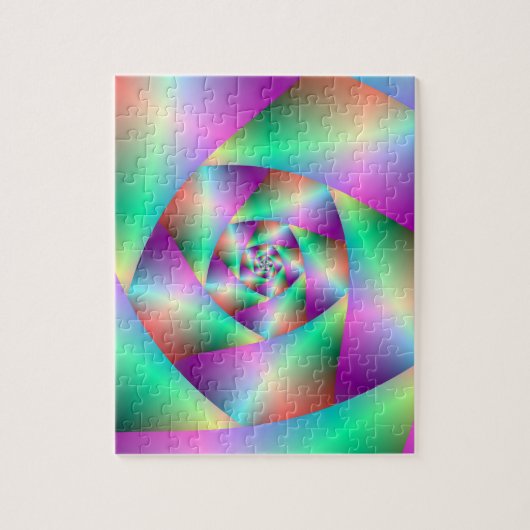 Spirale de Puzzle en Turquoise et Rose (Vertical)