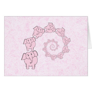 Spirale des éléphants roses. Fond rose