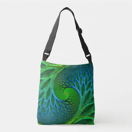 Spirale fractale boom van het leven crossbody tas (Voorkant)