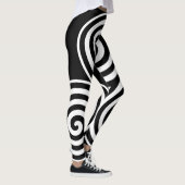 Spirale noire et blanche Nom personnalisé Leggings (Droite)