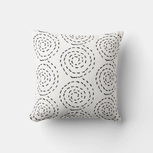 Spirale noire moderne sur oreiller à lancer blanc