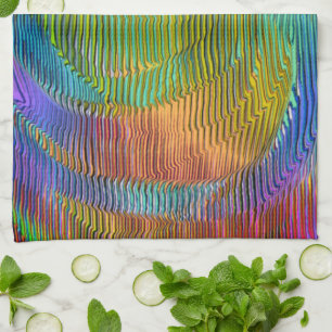 Spirale regenboog met reliëf en romige strepen theedoek