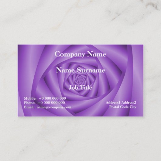 Spirale violet Carte de visite classique (Devant)