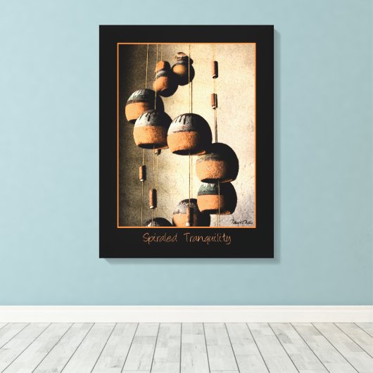 Spiraled Clay Wind Chimes still Life Canvas Afdruk (Insitu (Houten vloer))