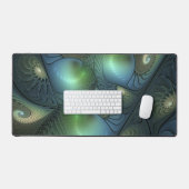 Spiralen Blauwgroen Beige Groene Abstracte Fractal Bureaumat (Keyboard & Muis)