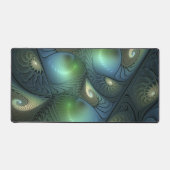 Spiralen Blauwgroen Beige Groene Abstracte Fractal Bureaumat (Voorkant)