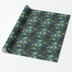 Spiralen Blauwgroen Beige Groene Abstracte Fractal Cadeaupapier