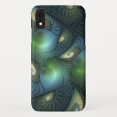 Spiralen Blauwgroen Beige Groene Abstracte Fractal Case-Mate iPhone Case (Achterkant)