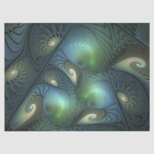 Spiralen Blauwgroen Beige Groene Abstracte Fractal Tissuepapier