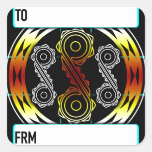 Spiralen en diamanten in sterburst vierkante sticker