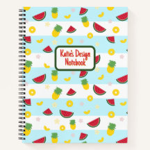 Spiralen notitieboek | ananas watermeloen patroon