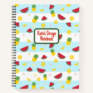 Spiralen notitieboek | ananas watermeloen patroon