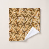 Spirales Carrés modernes du milieu du siècle, Tan  (Gant de toilette)