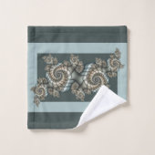 Spirales d'art fractal beige abstrait bleu clair (Gant de toilette)