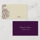 Spirales de Boho pourpre Elégant Mariage Cartes de (Devant / Derrière)