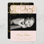 Spirales d'or Baby Girl Faire-part de naissance ph (Devant / Derrière)